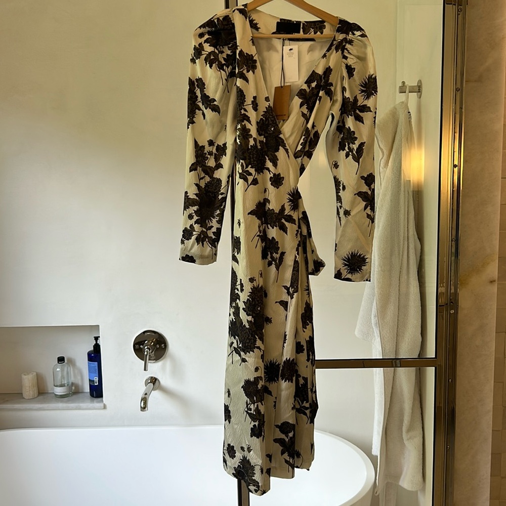 No. 6 Cream Puff Sleeve Wrap Dress